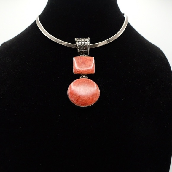 Vintage Sterling Silver Large Coral Pendant BOHEMIAN INSPIRED 🙌🏻✨⏰💭🤝⌛️ - Picture 7 of 16
